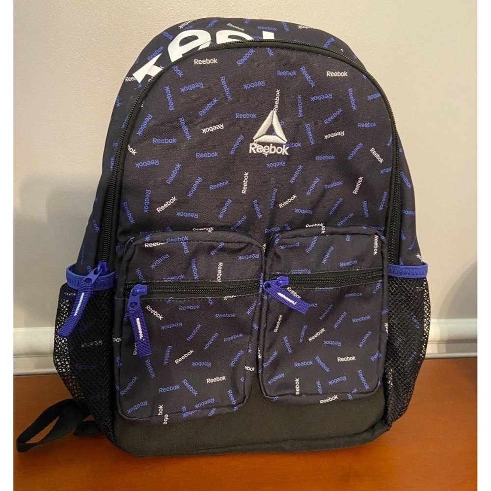 Reebok Black Backpack with Blue Trim